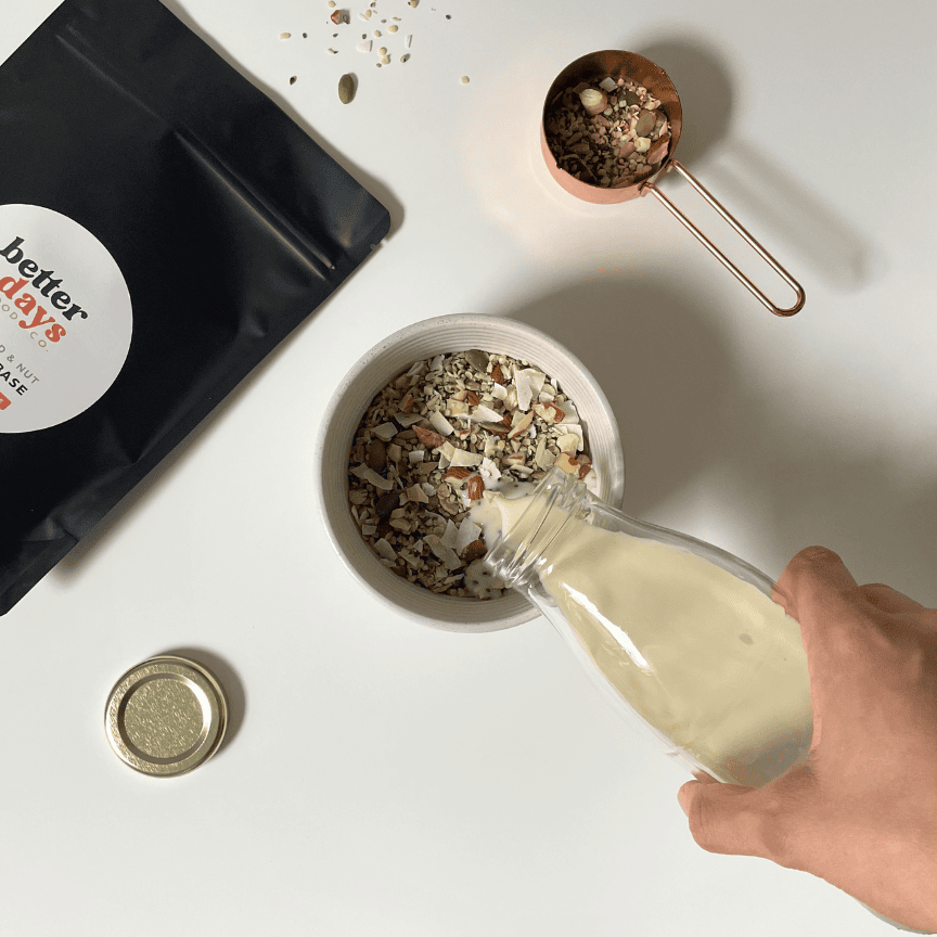Better Days breakfast base product image 1 showing seeds, nuts and coconut blend